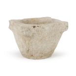 SMALL MORTAR IN STONE, 17TH CENTURY Measures cm. 15 x 25. Chips. PICCOLO MORTAIO IN PIETRA, XVII