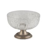 FRUIT BOWL IN CRYSTAL GLASS AND SILVER 20TH CENTURY