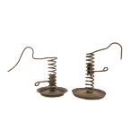 A PAIR OF IRON CANDLE HOLDERS 19TH CENTURY