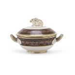 SMALL EARTHENWARE TUREEN WITH DISH PROBABLY GIUSTINIANI 19TH CENTURY