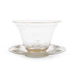 VASE WITH SAUCER IN CRYSTAL GLASS 20TH CENTURY