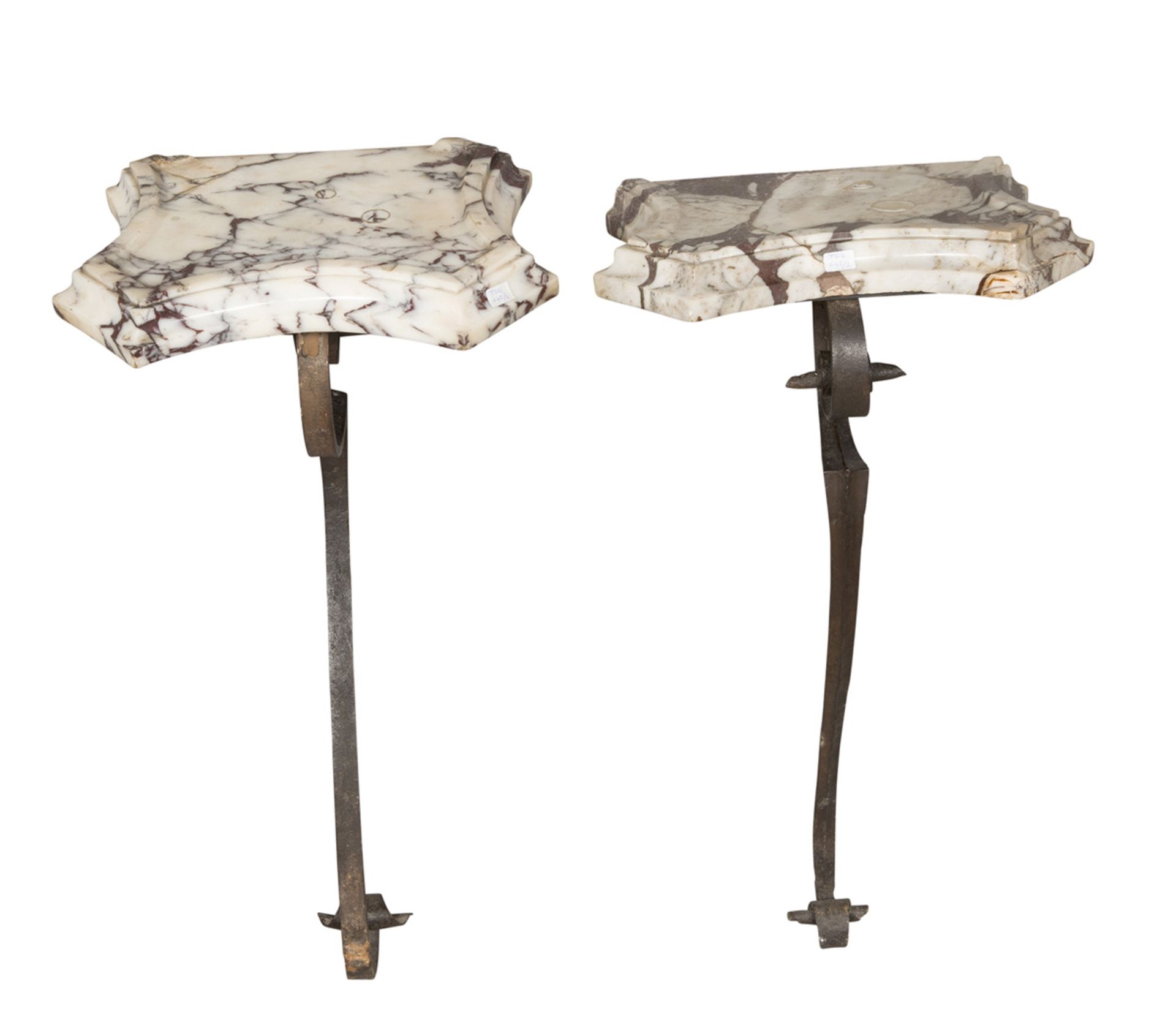 A PAIR OF SMALL CONSOLES IN IRON 18TH CENTURY