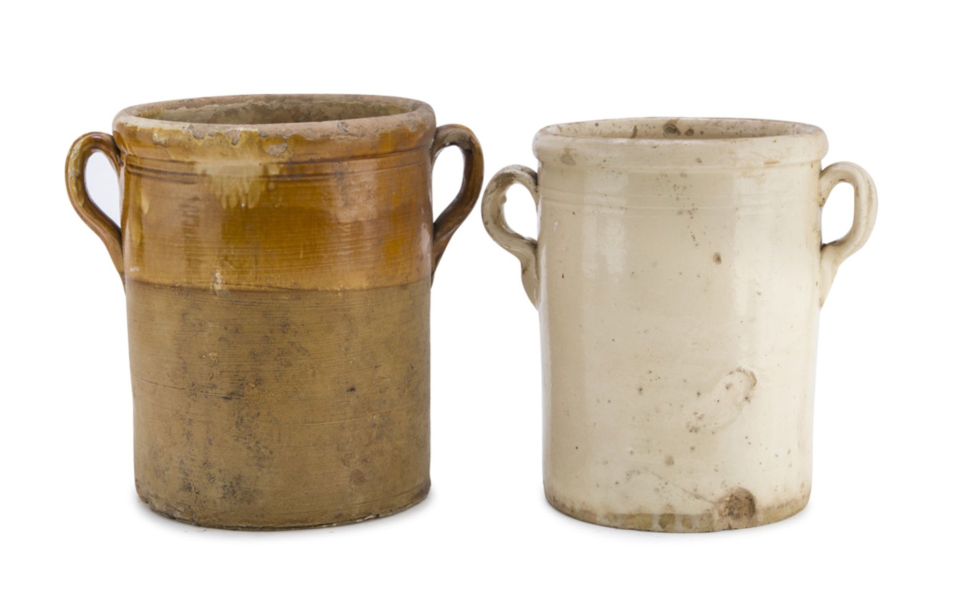 TWO EARTHENWARE FOOD JARS APULIA 19TH CENTURY