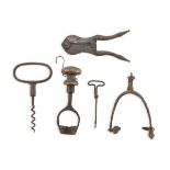 FIVE OBJECTS IN IRON 17TH CENTURY