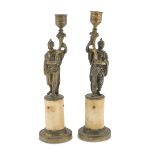 A PAIR OF SMALL CANDLESTICKS IN ORMOLU END OF THE LUIGI XVI PERIOD