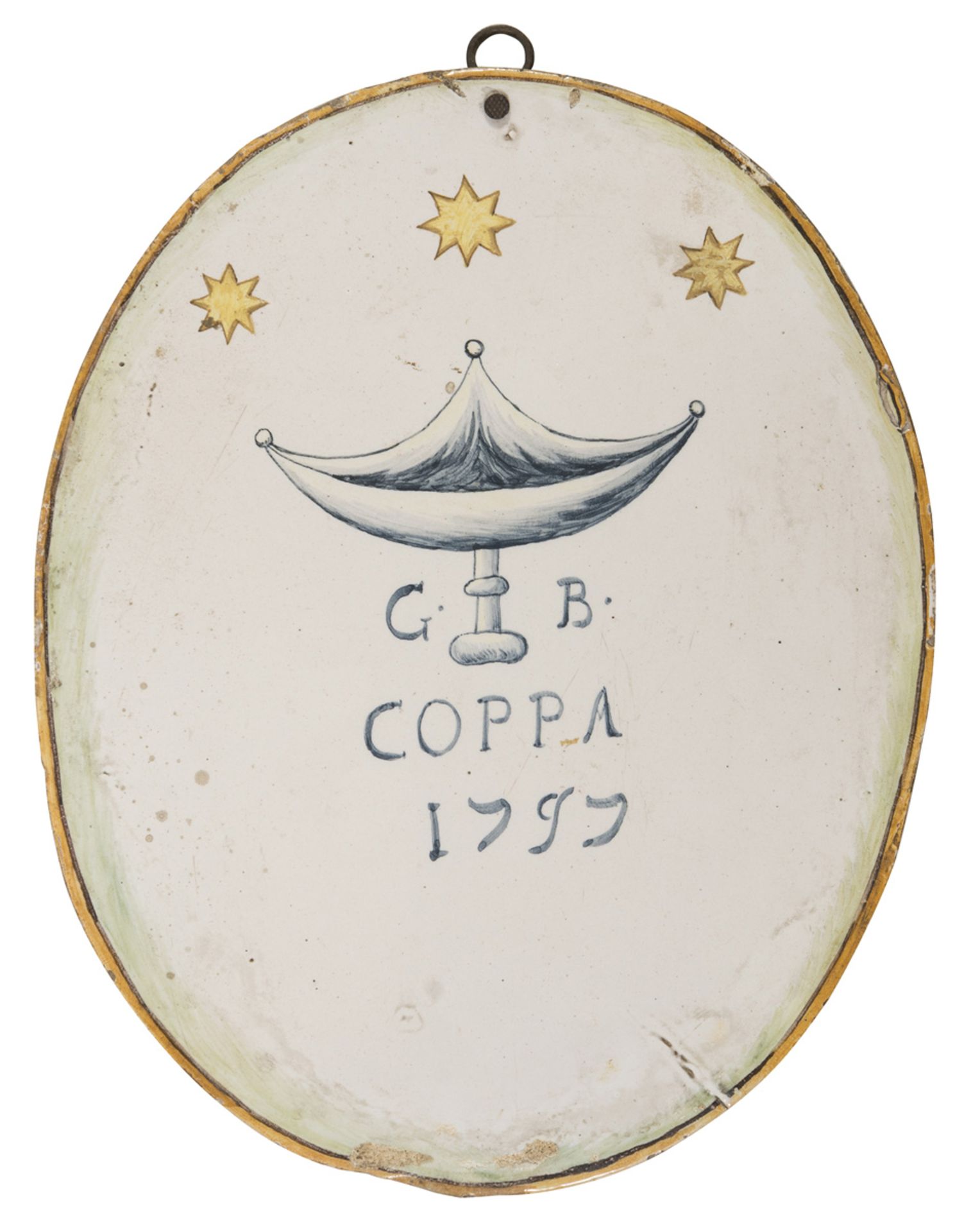 OVAL TILE IN MAIOLICA 19TH CENTURY