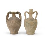 A PAIR OF FLASKS IN EARTHENWARE SOUTHERN ITALY EARLY 20TH CENTURY