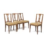 FOUR WALNUT CHAIRS CENTRAL ITALY LATE 19TH CENTURY
