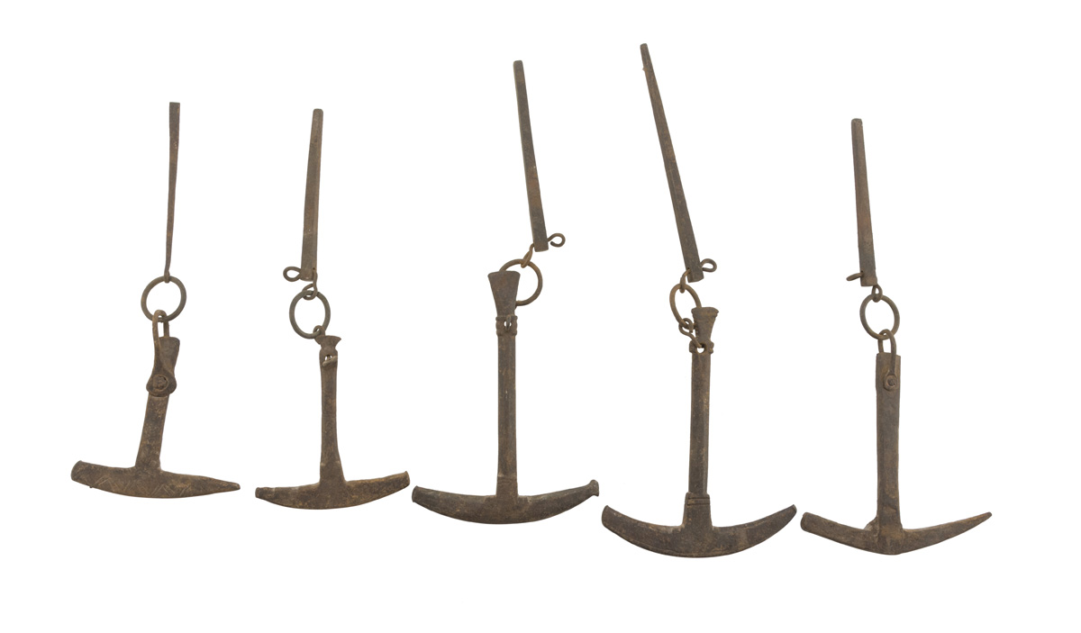 FIVE IRON WALL ANCHORS 17TH CENTURY
