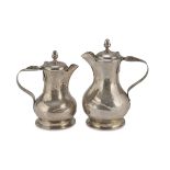 TWO SMALL MILK JUGS IN SILVER PUNCH PADUA 20TH CENTURY