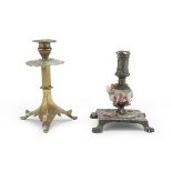 TWO CANDLESTICKS IN GILDED AND BURNISHED METAL 19TH CENTURY