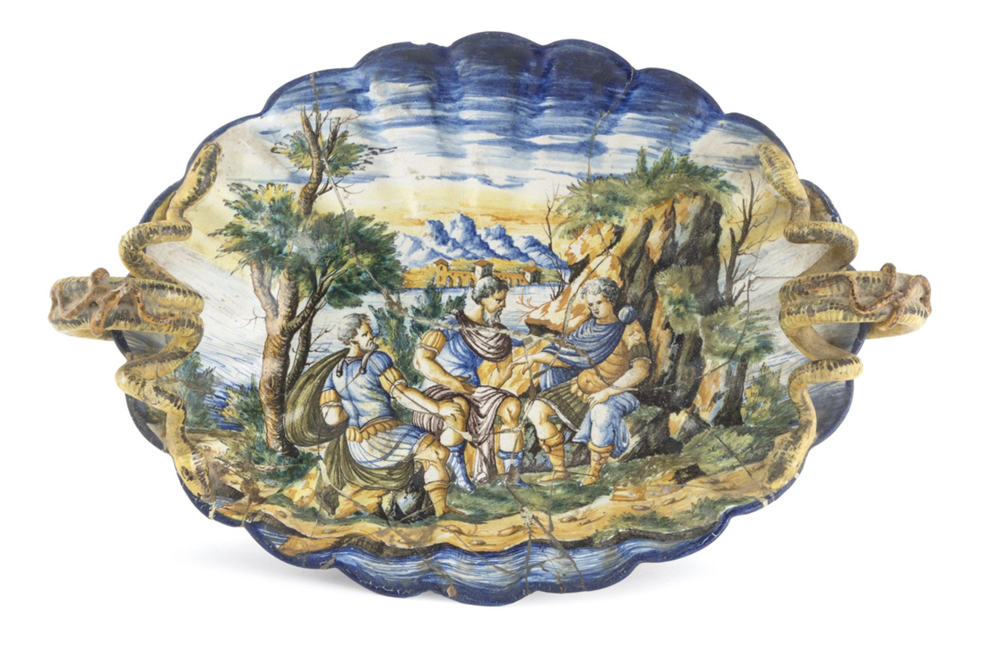 BEAUTIFUL CENTER IN MAIOLICA PROBABLY ROMAN CASTLES 19TH CENTURY - Bild 2 aus 2