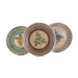 THREE DISHES IN EARTHENWARE APULIA 19TH CENTURY