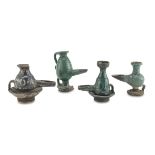 FOUR OIL LAMPS IN CERAMICS PERSIA 19TH CENTURY