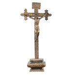 RARE CRUCIFIX IN CARVED WOOD PROBABLY SPAIN 17TH CENTURY