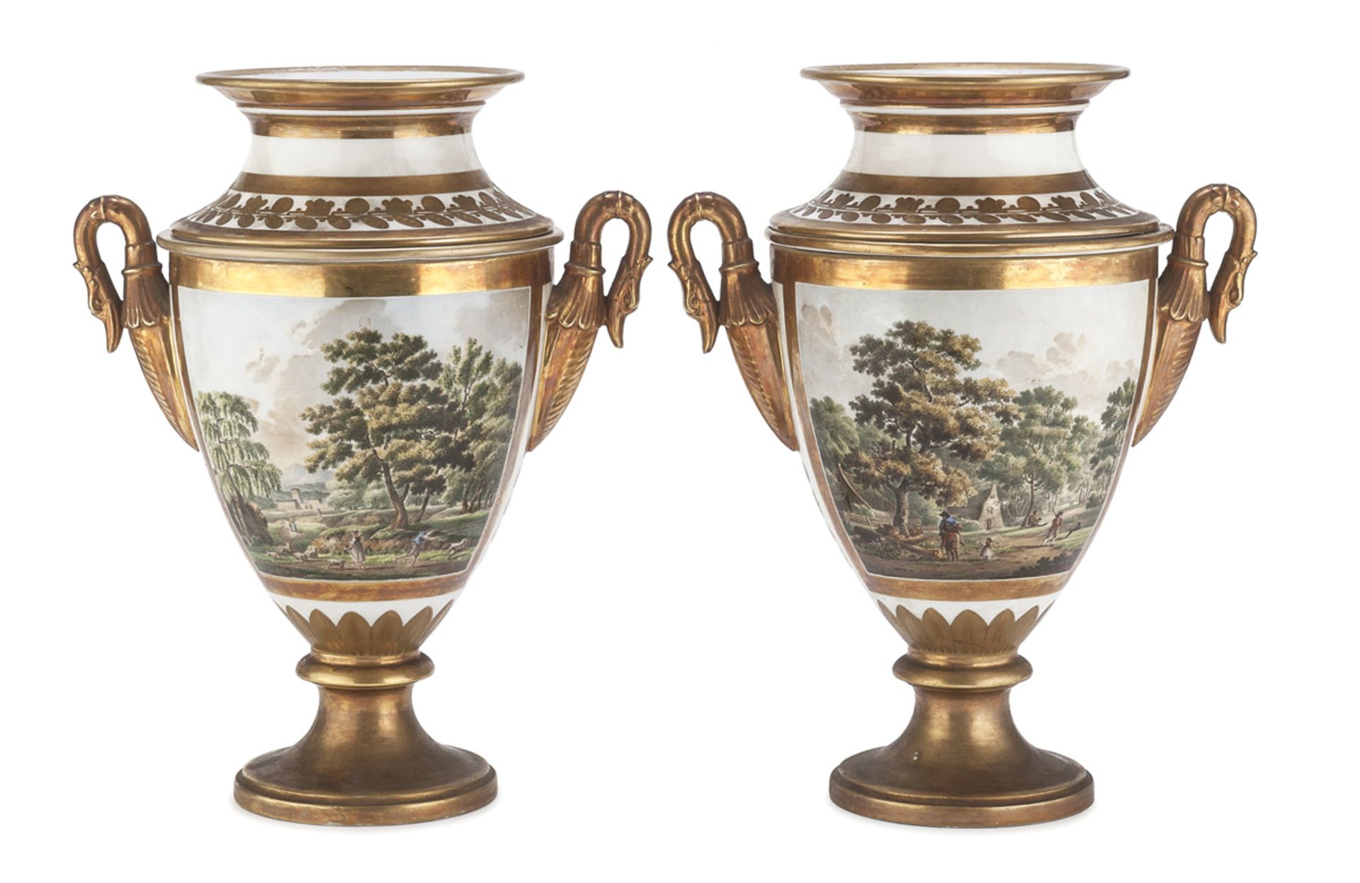 BEAUTIFUL PAIR OF PORCELAIN VASES PARIS SECOND HALF OF THE 19TH CENTURY