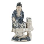 A CHINESE WHITE AND BLUE PORCELAIN SCULPTURE 20TH CENTURY