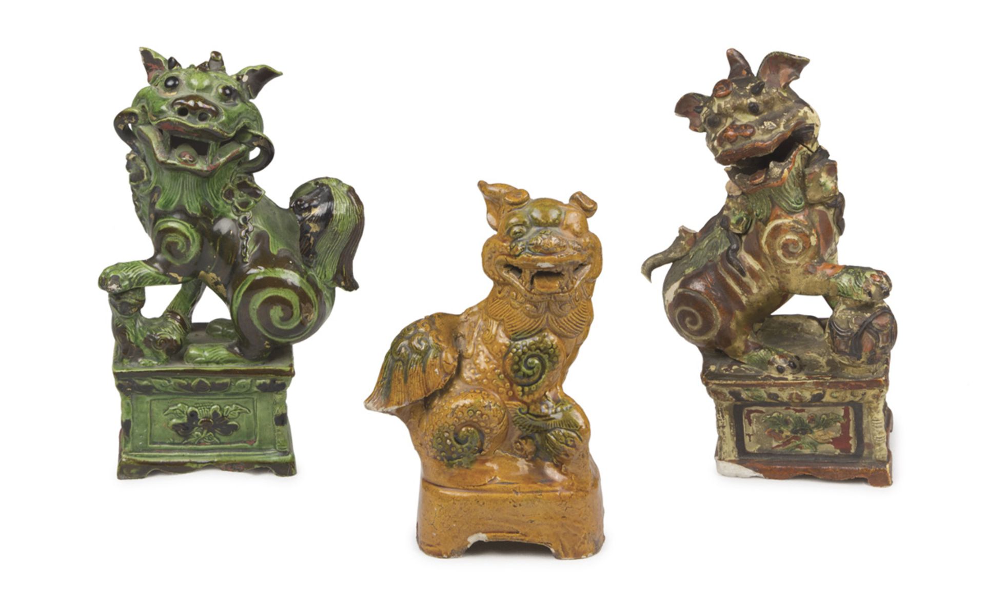 THREE CERAMIC SCULPTURES CHINA EARLY 20TH CENTURY