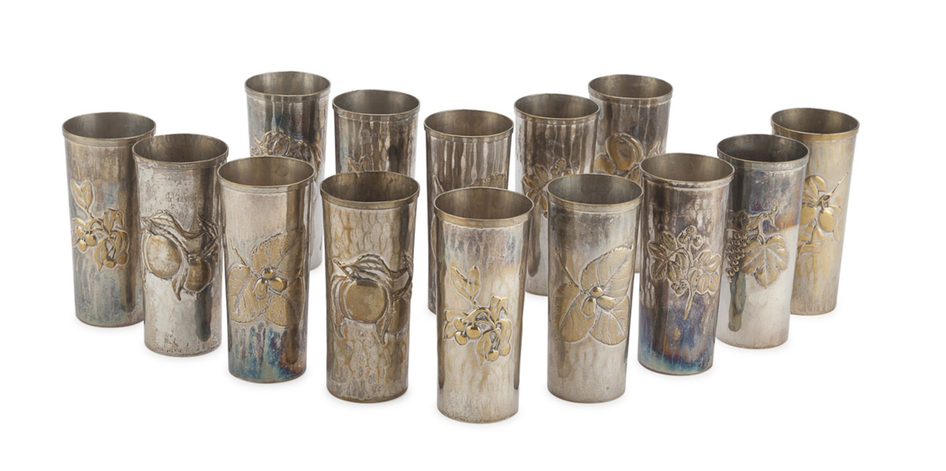 FOURTEEN SILVER-PLATED BEAKERS PUNCH FLORENCE 20TH CENTURY