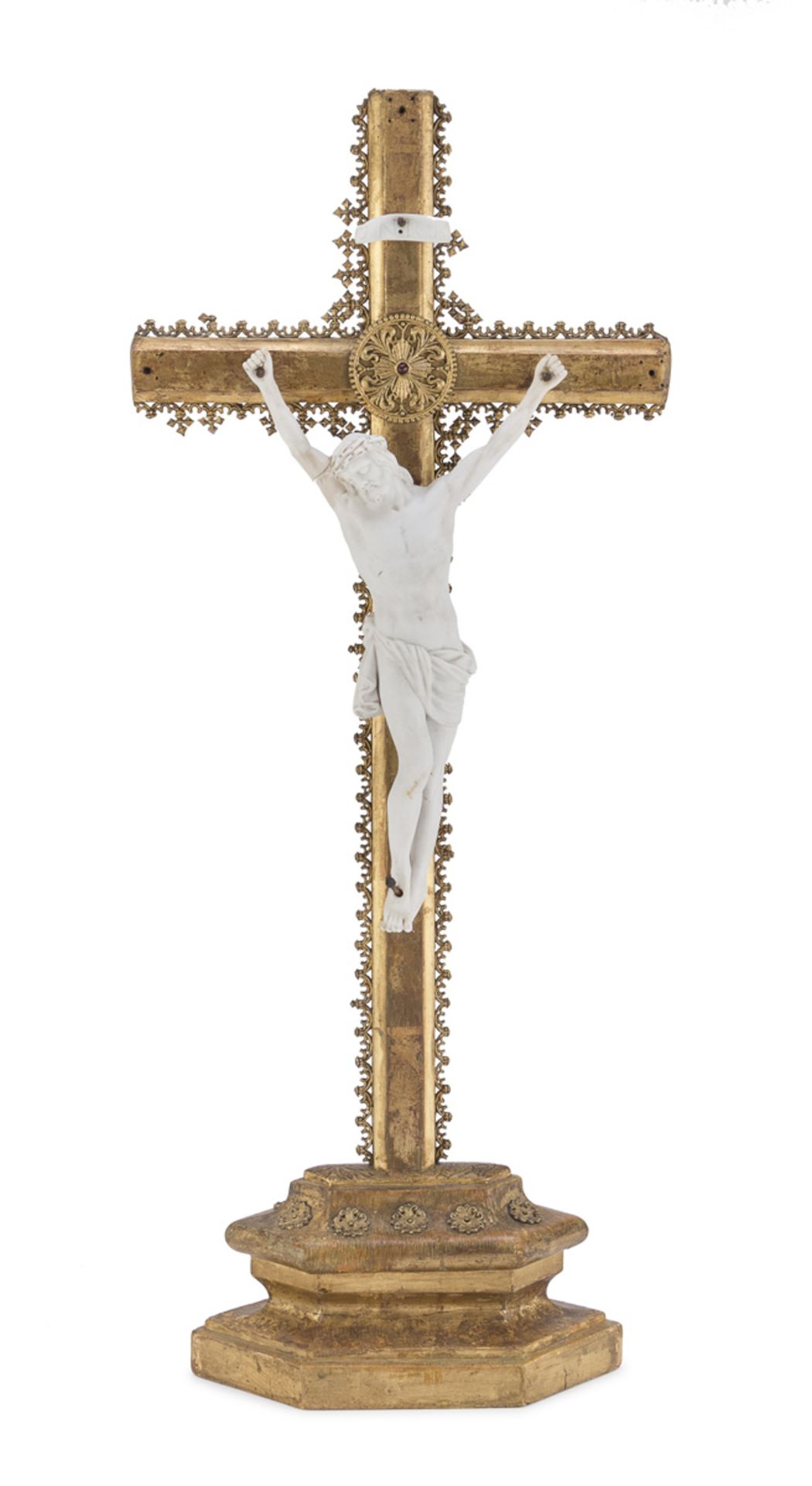CRUCIFIX IN BISCUIT PROBABLY NAPLES LATE 19TH CENTURY