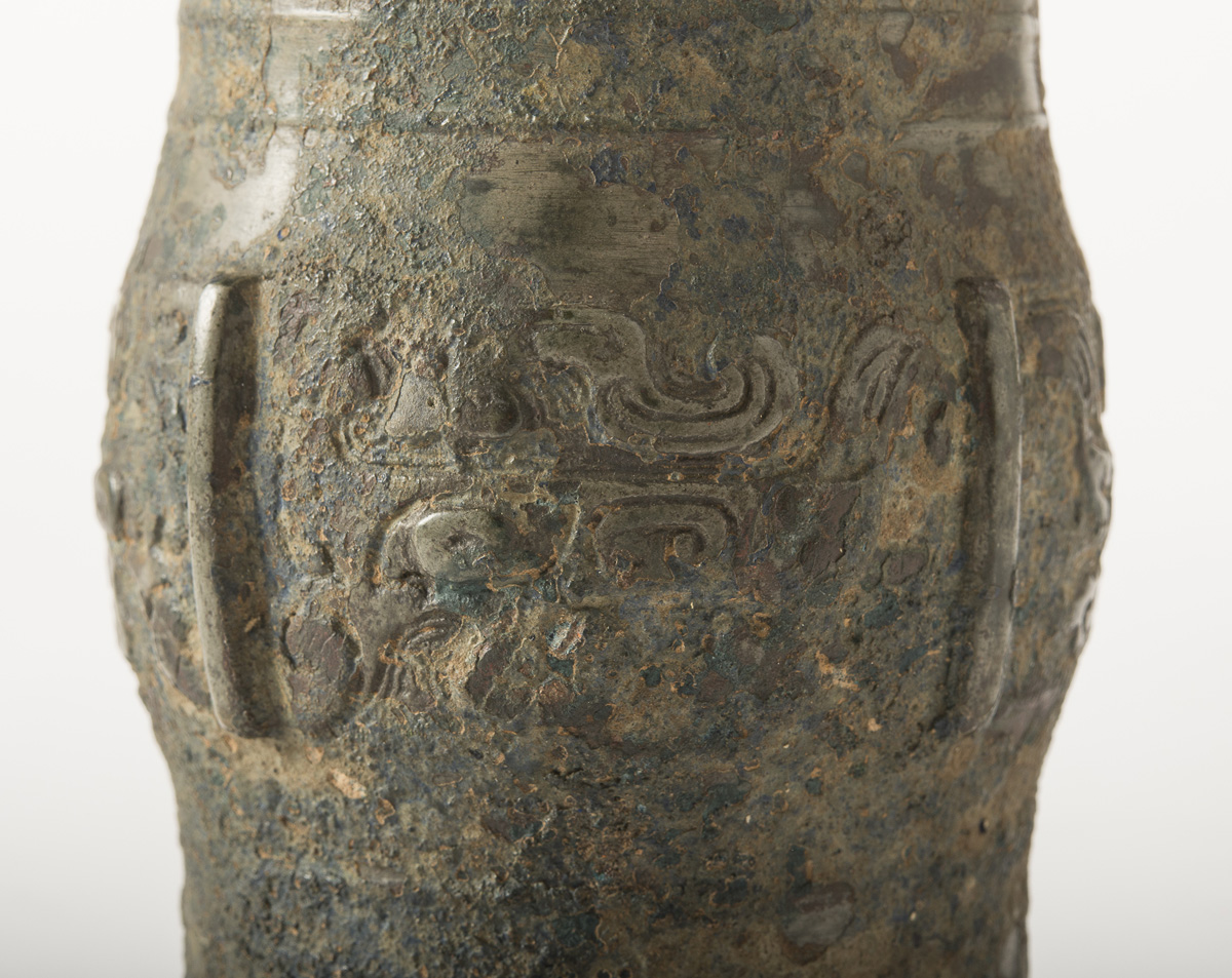 BRONZE VASE WITH GREEN PATINA CHINA 19TH CENTURY - Image 2 of 3