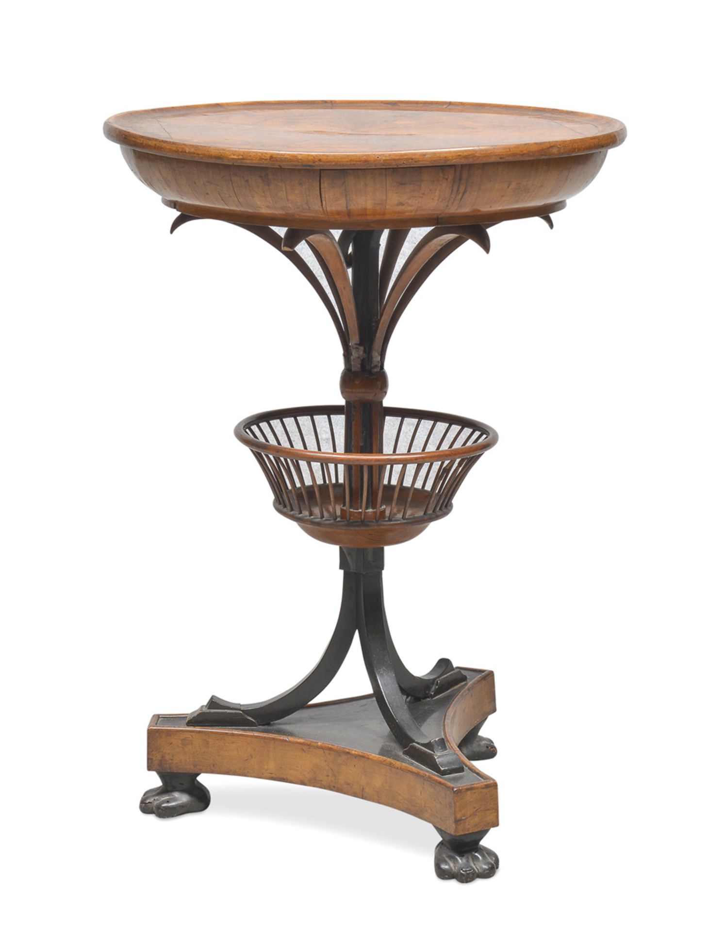 Round Job small table In Walnut And Ebony First half 19TH CENTURY