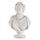 BUST OF ROMAN WOMAN IN WHITE STATUARY MARBLE 17TH CENTURY