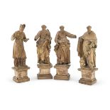 FOUR SCULPTURES OF SAINTS PROBABLY VENICE 18TH CENTURY