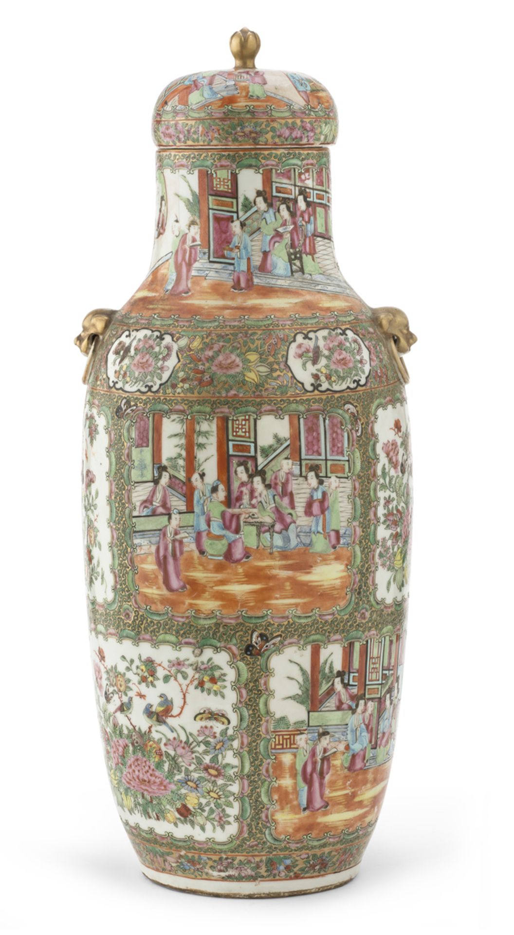 BIG PORCELAIN VASE IN POLYCHROME AND GOLD ENAMELS CHINA 19TH CENTURY