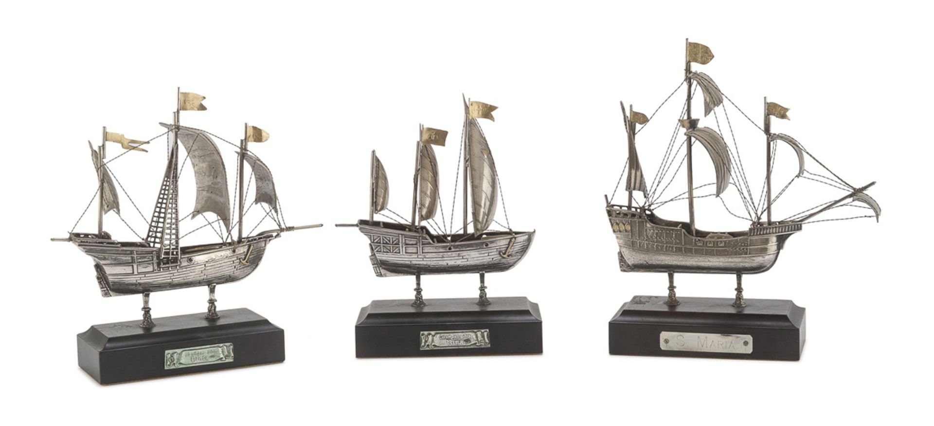 MODELS OF THE THREE CARAVELS IN SILVER FLORENCE POST 1968