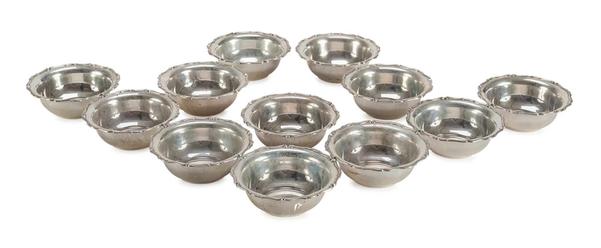 TWELVE SMALL SILVER BOWLS PUNCH ALEXANDRIA 1944/1968