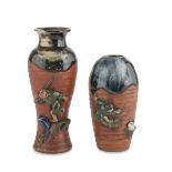 TWO POLYCHROME GLAZED CERAMIC VASES JAPAN EARLY 20TH CENTURY