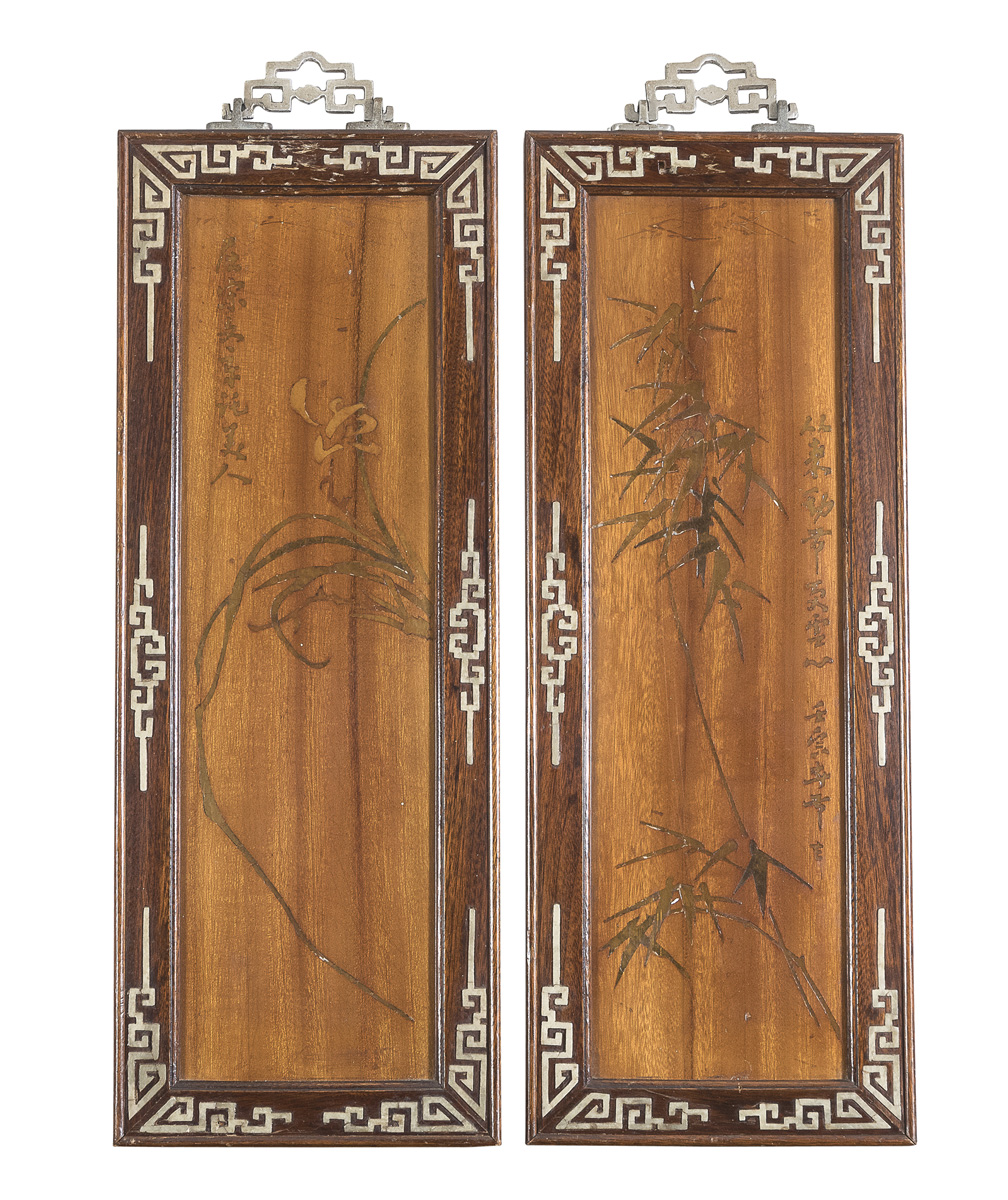 FOUR PANELS IN WOOD CHINA 20TH CENTURY