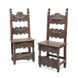 A PAIR OF WALNUT CHAIRS CENTRAL ITALY 18TH CENTURY