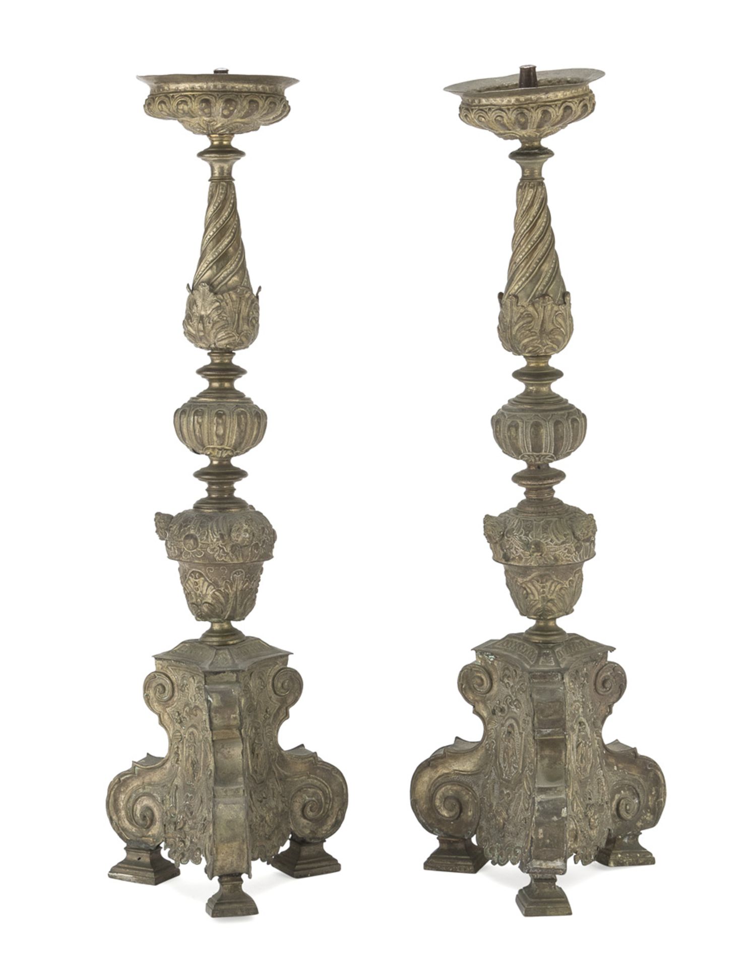 A PAIR OF SILVER-PLATED CANDELABRA 18TH CENTURY