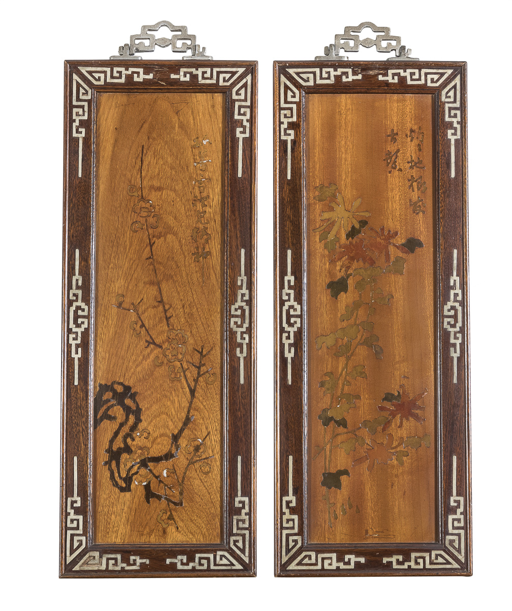 FOUR PANELS IN WOOD CHINA 20TH CENTURY - Image 2 of 2