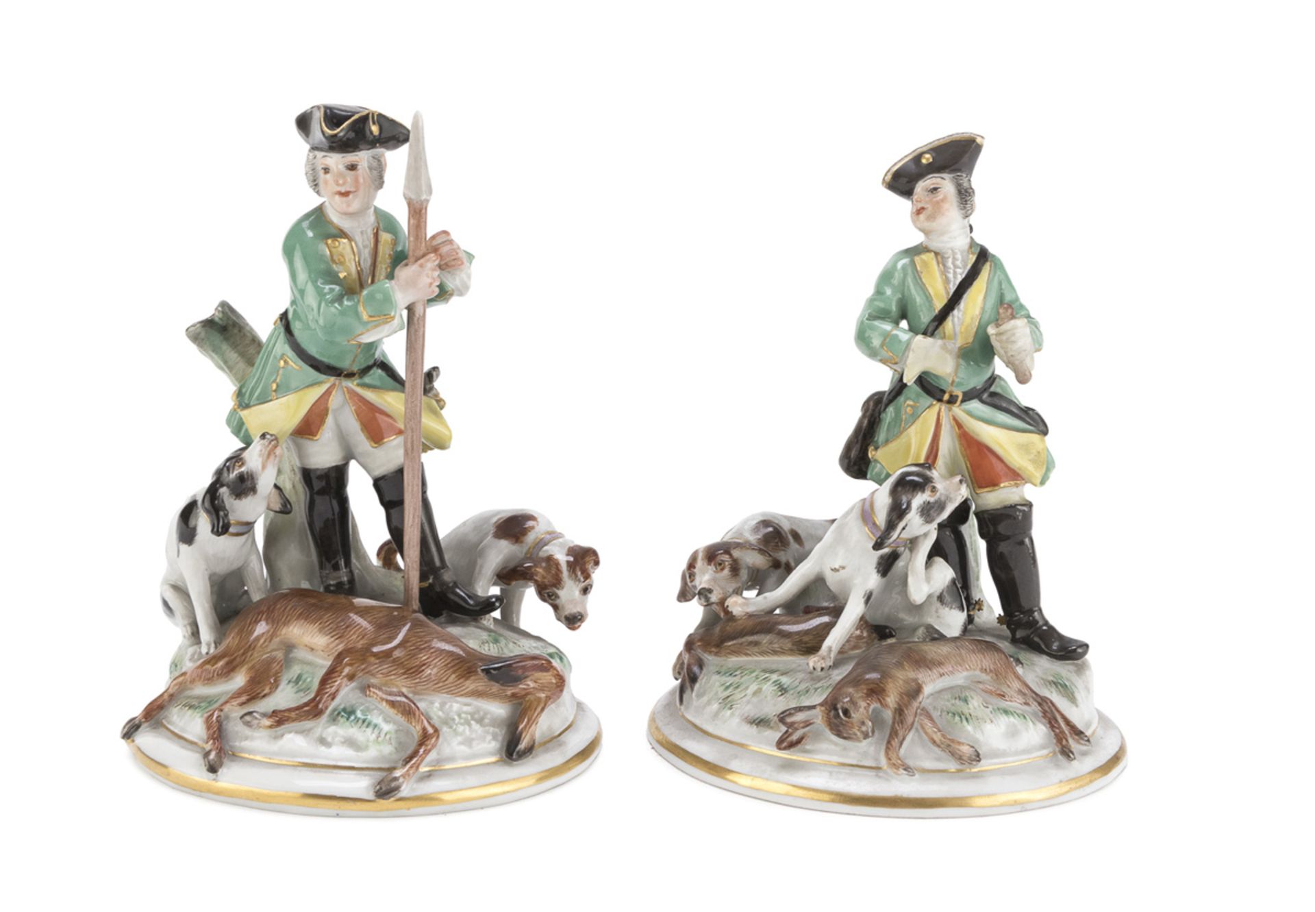 A PAIR OF HUNTING GROUPS IN PORCELAIN MEISSEN EARLY 20TH CENTURY