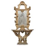 CONSOLE WITH GILTWOOD MIRROR LATE 19TH CENTURY