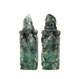 A PAIR OF FLOURITE VASES 20TH CENTURY