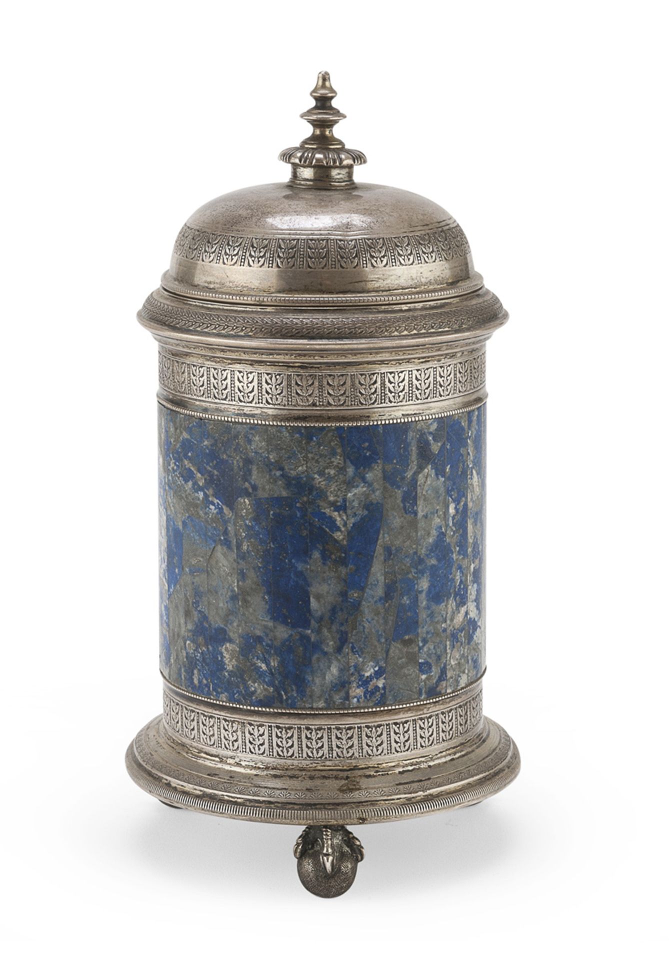 CONTAINER IN SILVER AND LAPIS LAZULI - PUNCH FLORENCE 1944/1968