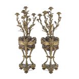 A PAIR OF CANDELABRA IN RED MARBLE AND BRONZE - 19TH CENTURY