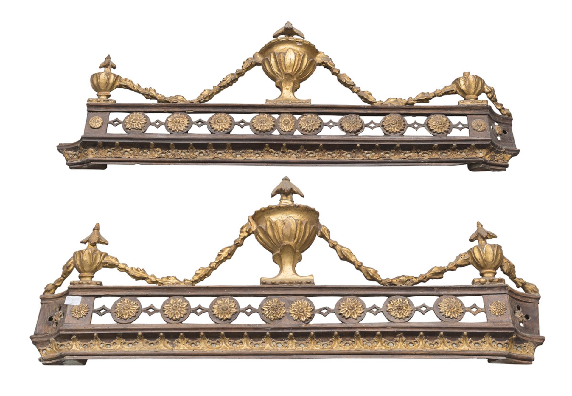 A PAIR OF FRIEZES IN LACQUERED AND GILDED WOOD 18TH CENTURY