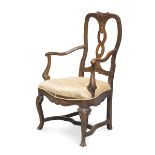 RARE SMALL ARMCHAIR IN WALNUT - VENICE 18TH CENTURY