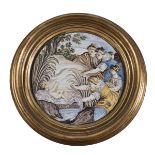 MAIOLICA DISK - ROMAN CASTLES SECOND HALF OF THE 18TH CENTURY