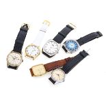 SIX WRIST WATCHES BRAND TISSOT - ALLEMBY - ZENITH - INGERSOL - CHICS AND GENOA