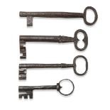 FOUR BIG KEYS IN IRON AND BRONZE 17TH-18TH CENTURY