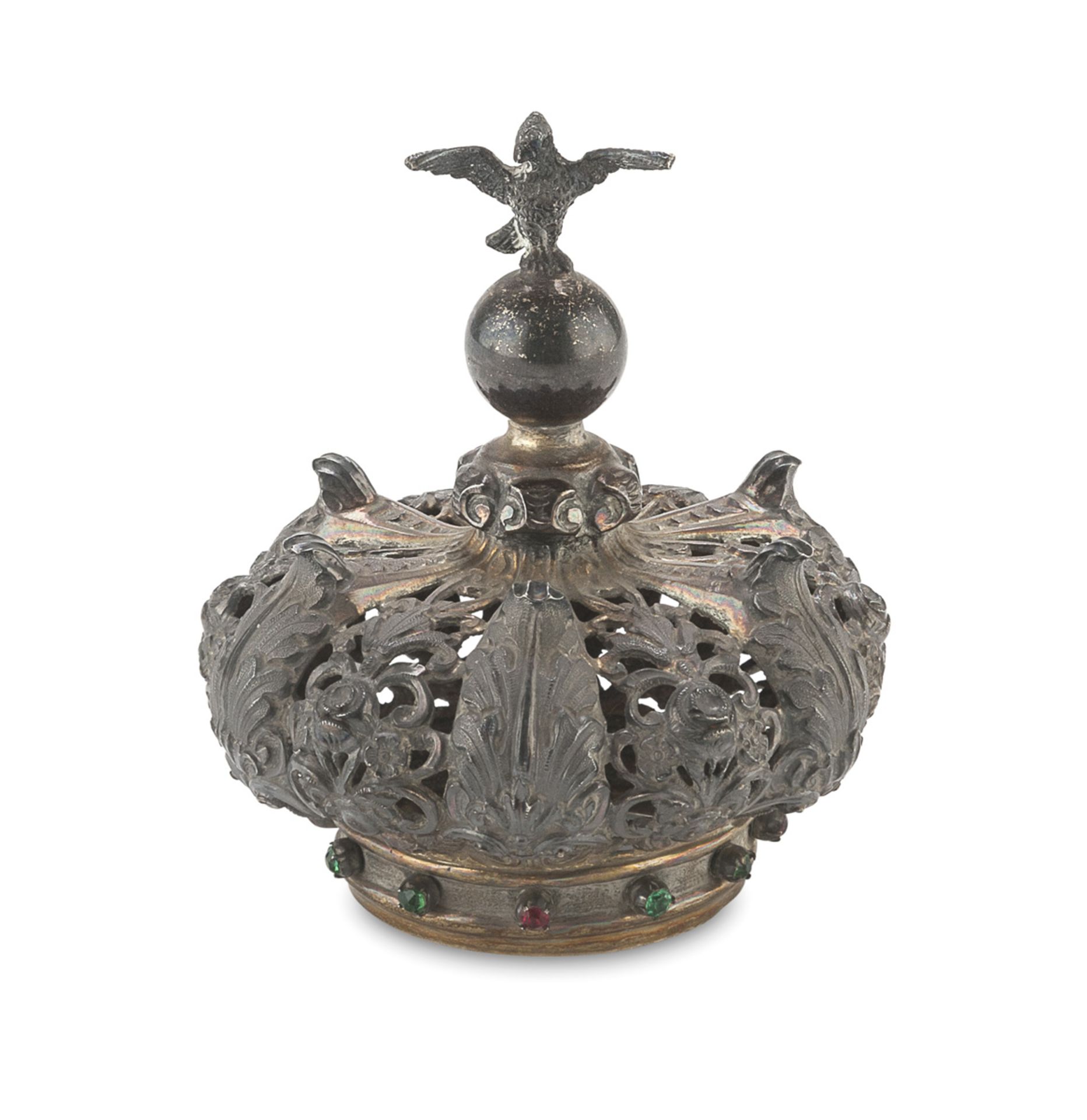 SMALL CROWN IN SILVER-PLATED METAL - LATE 19TH CENTURY