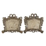 A PAIR OF ALTAR CARD IN SILVER-PLATED WOOD - 18TH CENTURY