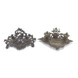 TWO INKWELLS IN METAL - LATE 19TH CENTURY