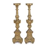 A PAIR OF FLOOR CANDLESTICKS IN GILTWOOD - CENTRAL ITALY 18TH CENTURY